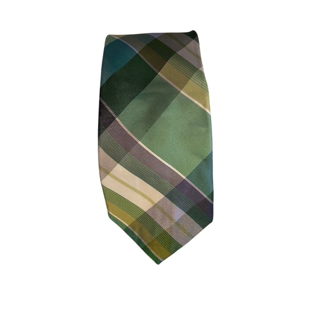 Mens‎ Green Blue Plaid Silk Necktie Classic Multi Color Check Tie